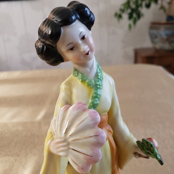 Vintage Japanese Geisha Porcelain Music Box 1960s Maruho Japan - Picture 3 of 14